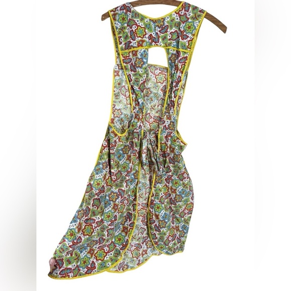 Vintage print apron yellow bright florals - Picture 2 of 4